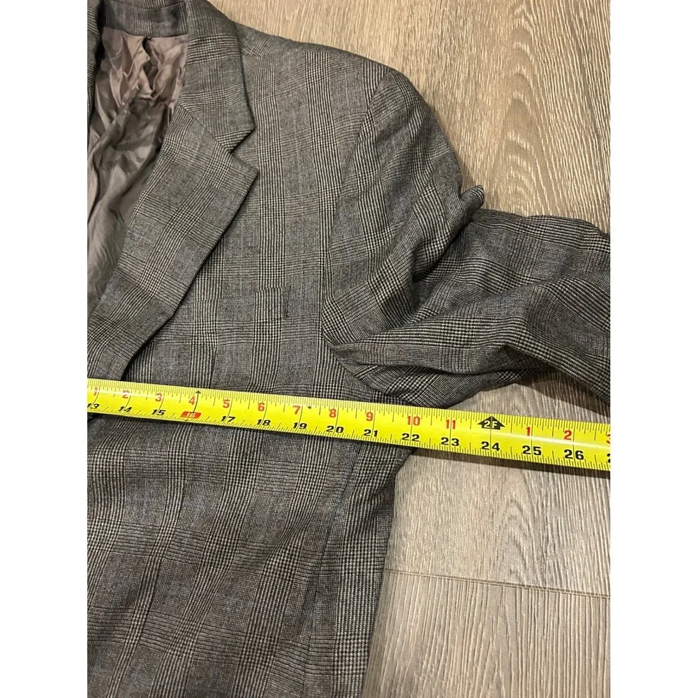 Lauren Ralph Lauren Mens 44R‎ Blazer Grey Glen Plaid Wool Cashmere Sport Coat